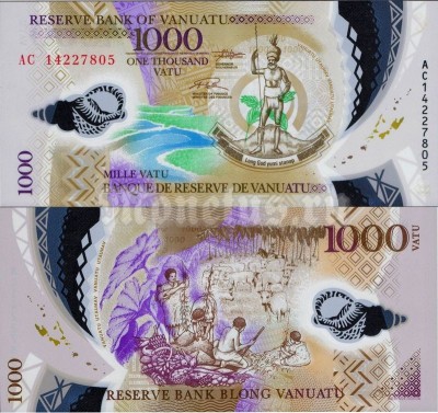 банкнота Вануату 1000 вату 2014 год, пластик