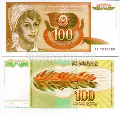 бона Югославия 100 динар 1990 год