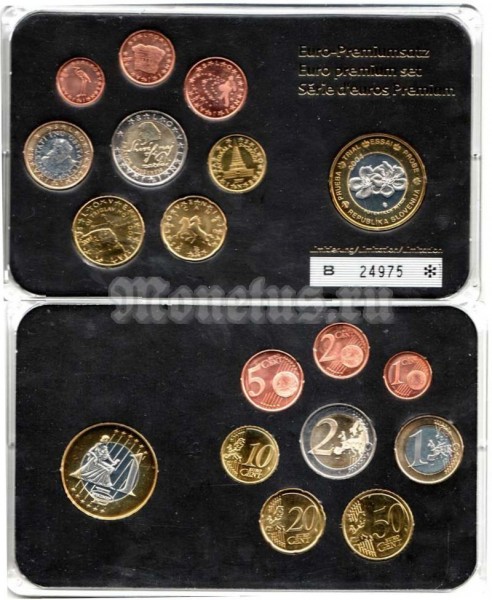 ЕВРО набор из 8-ми монет и жетона Словения в пластиковой упаковке