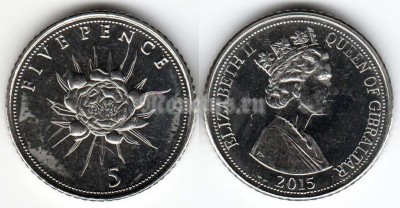 монета Гибралтар 5 пенсов 2015 год