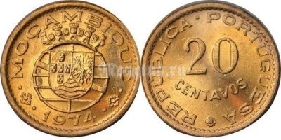 монета Мозамбик 20 центаво 1974 год