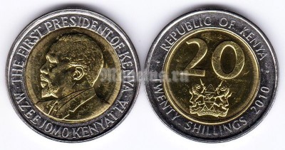 монета Кения 20 шиллингов 2010 год