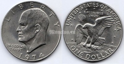 Монета США 1 доллар 1974 год Эйзенхауер