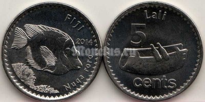 монета Фиджи 5 центов 2014 год