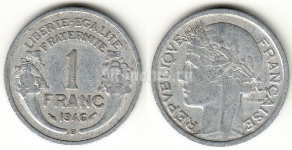 монета Франция 1 франк 1946 год
