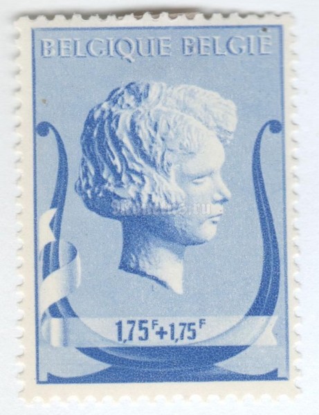 марка Бельгия 1,75+1,75 франка "Music foundation Queen Elisabeth" 1940 год