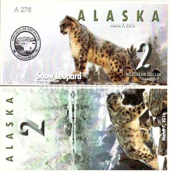 бона Аляска 2 северных доллара 2016 год - Леопард