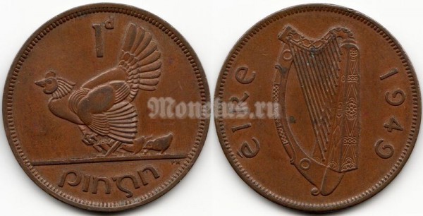 монета Ирландия 1 пенни 1949 год