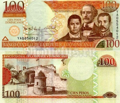 Банкнота Доминикана 100 песо 2011 год