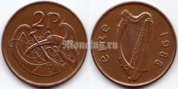 монета Ирландия 2 пенса 1988 год