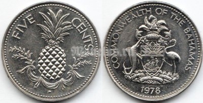 монета Багамы 5 центов 1978 год