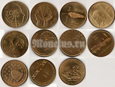 Словения набор из 11-ти монет по 5 толаров 1993 - 1997 год