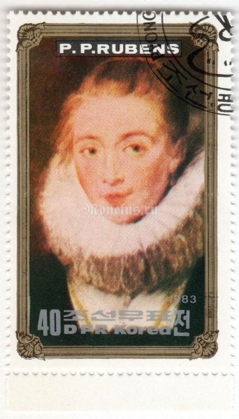 марка Северная Корея 40 чон "Portrait of Helene Fourment" 1983 год Гашение