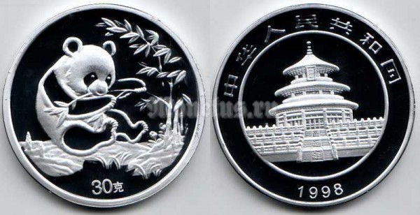 Монетовидный жетон Китай 1998 год панда PROOF