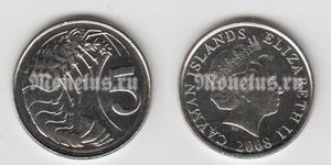 монета Каймановы острова 5 центов 2008 год Креветка