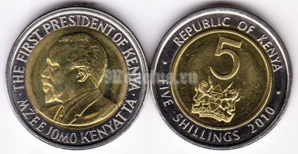 монета Кения 5 шиллингов 2010 год