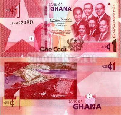 банкнота Гана 1 седи 2019 год