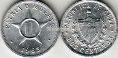 Монета Куба 2 сентаво 1983 год