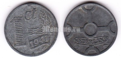 монета Нидерланды 1 цент 1941 год