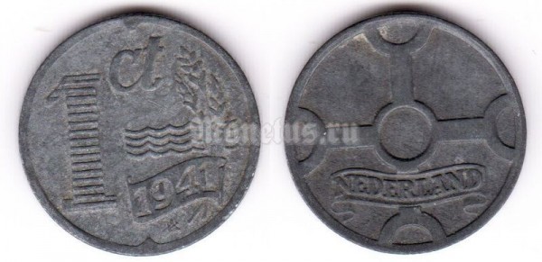 монета Нидерланды 1 цент 1941 год