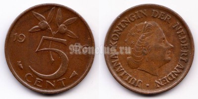 монета Нидерланды 5 центов 1956 год