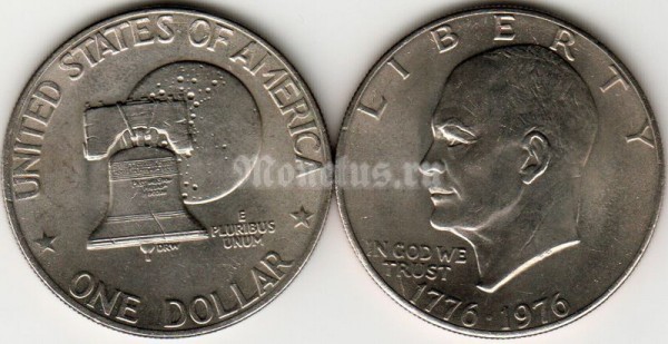 Монета США 1 доллар 1976 год Эйзенхауер 200 лет независимости США