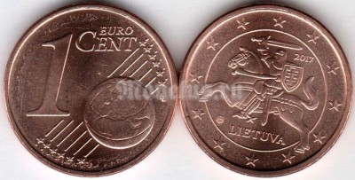 монета Литва 1 евро цент 2017 год