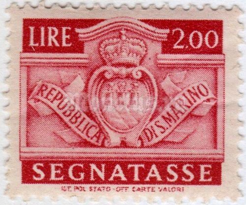 марка Сан-Марино 2 лиры "Taxe - new desing 1945" 1945 год