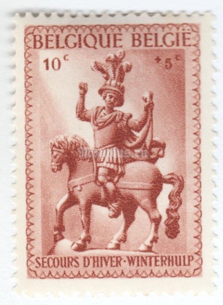 марка Бельгия 10+5 сентим "Statue of St. Martin" 1941 год