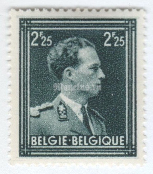 марка Бельгия 2,25 франка "King Leopold III" 1943 год