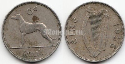 монета Ирландия 6 пенсов 1956 год