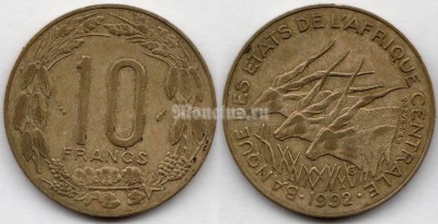 монета Центральная Африка (BEAC) 10 франков 1992 год