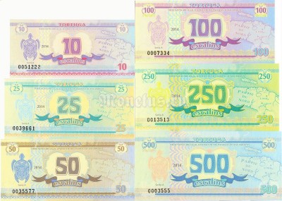 Набор из 6 банкнот Тортуга 2014 год