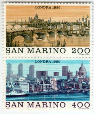 сцепка Сан-Марино 600 лир "View of London" 1980 год