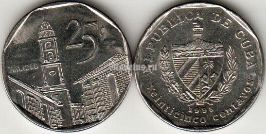 Монета Куба 25 сентаво 1998 год