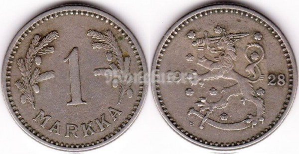 монета Финляндия 1 марка 1928 год S