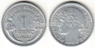 монета Франция 1 франк 1948 год