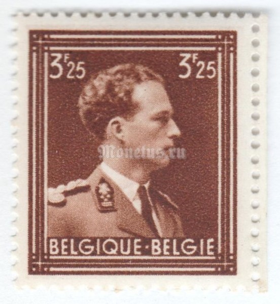 марка Бельгия 3,25 франка "King Leopold III" 1943 год