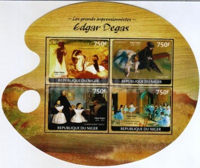 Блок Нигер 4х750 франков 2014 год, живопись Эдгар Дега