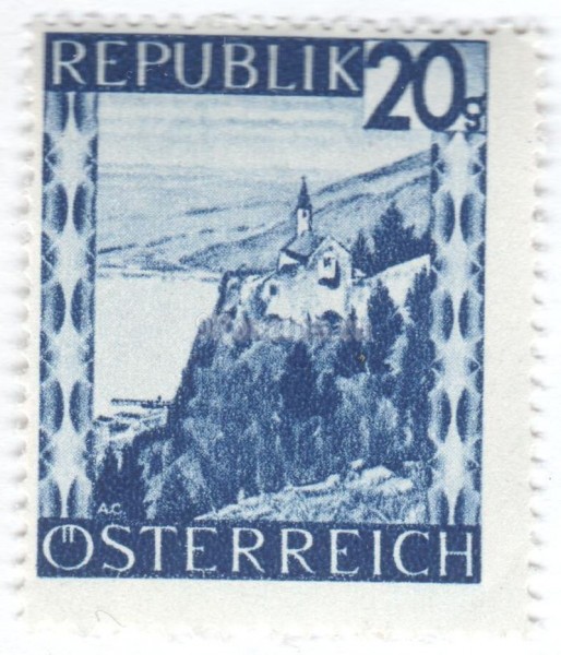 марка Австрия 20 грош "Chapel at Gebhardsberg (Vorarlberg)" 1946 год 