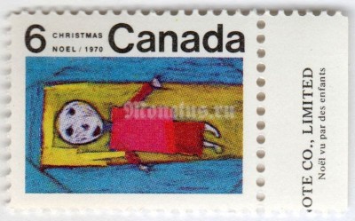 марка Канада 6 центов "Christ in Manger (J. McKinney)" 1970 год