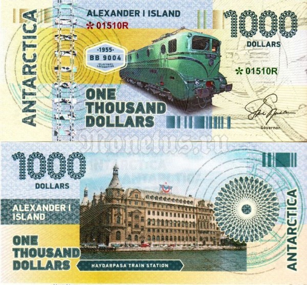 бона Остров Земля Александра I 1000 долларов 2017 год