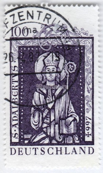 марка ФРГ 100 пфенниг "St. Adalbert (about 956-997)" 1997 год Гашение