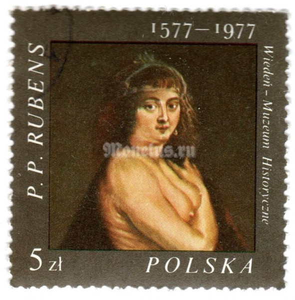 марка Польша 5 злотых "Helene Fourment"  1977 год Гашение