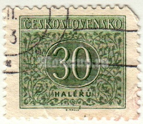 марка Чехословакия 30 геллер "Номерная" 1963 год