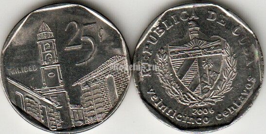 Монета Куба 25 сентаво 2006 год