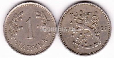монета Финляндия 1 марка 1929 год S