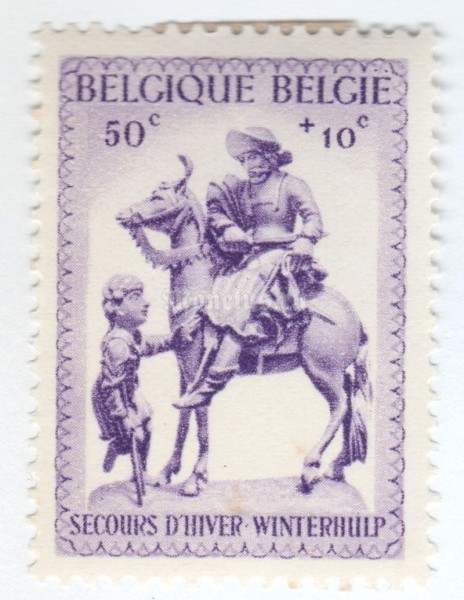 марка Бельгия 50+10 сентим "Statue of St. Martin" 1941 год