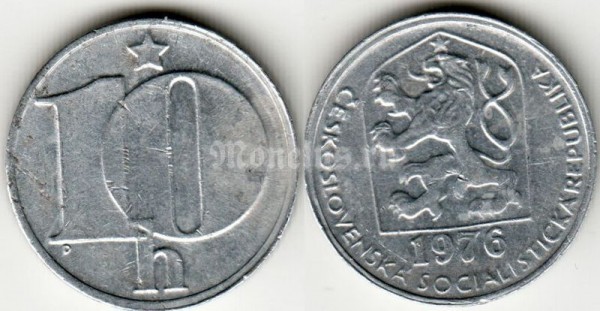 монета Чехословакия 10 геллеров 1976 год