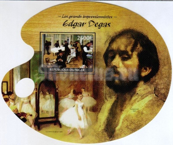 Блок Нигер 2500 франков 2014 год, живопись Эдгар Дега